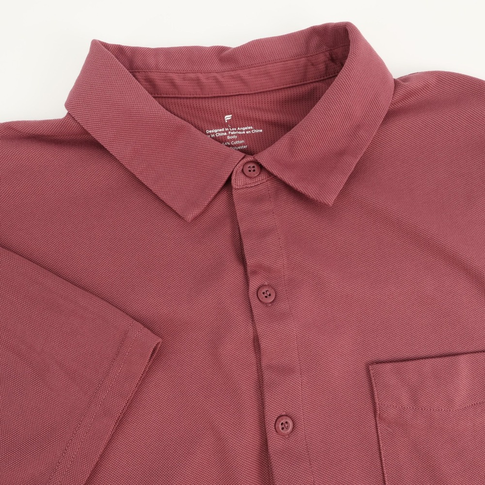 Fabletics Menswear Casual Shirt Top Maroon Size L Short Sleeve Button Up